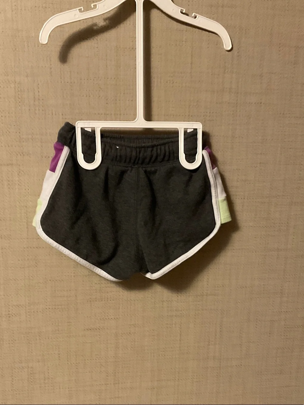 Justice Dark Gray Athletic Shorts with Purple & Lime Panels